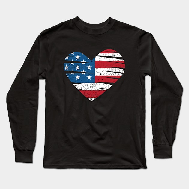 4th of July American Flag Long Sleeve T-Shirt by MEDtee